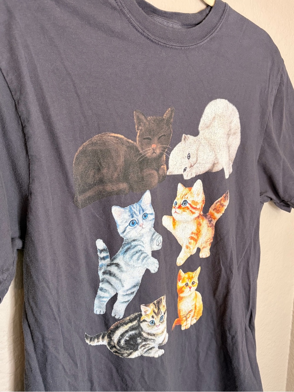 Comfort Colors Black Tee with Colorful Kitten Artwork - Picture 3 of 7